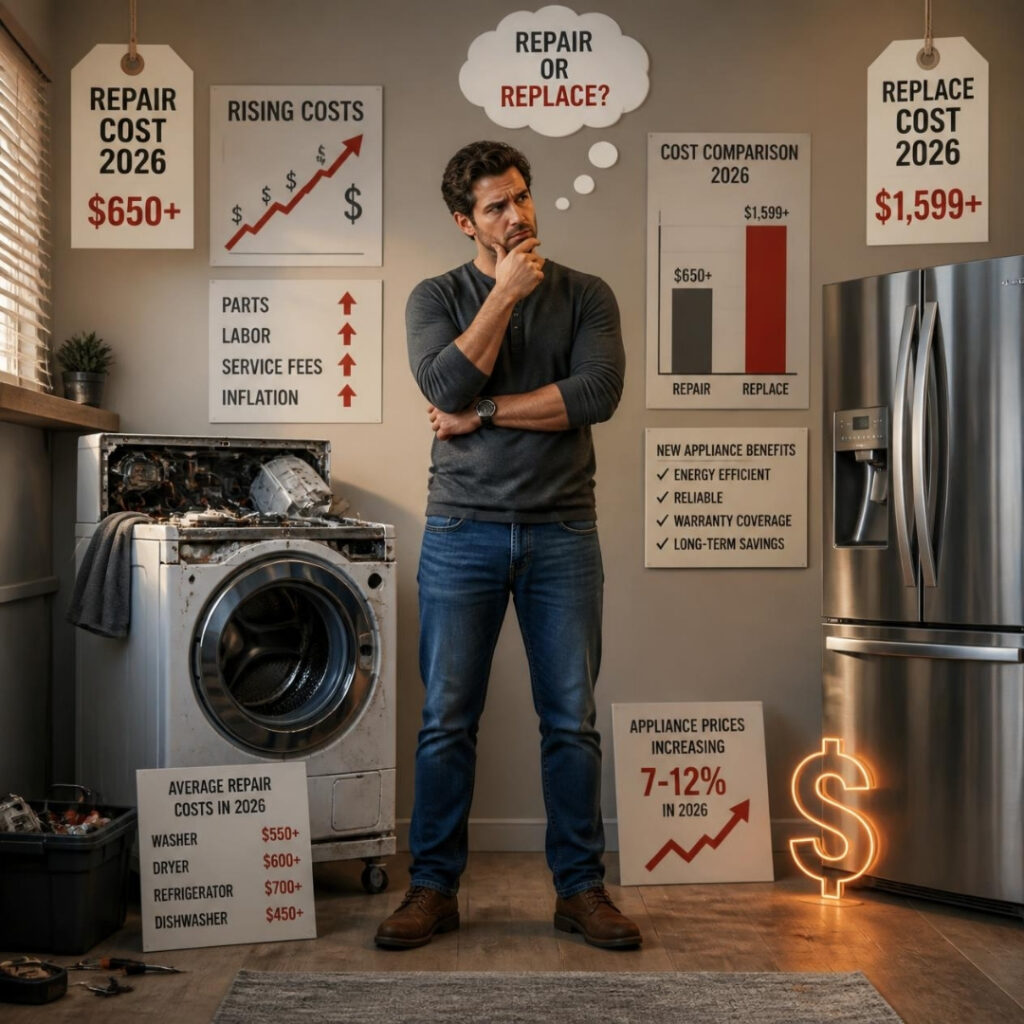 Repair or Replace? A Cost Breakdown for Refrigerators, Washers, and Dryers in 2026 2 When an appliance becomes old or frequently needs maintenance, the question that arises: Is it time to repair or replace